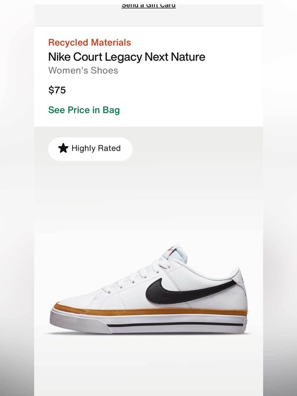 Nike Court Legacy Next NaWhite Low-Top Sneakers with Black Swoosh and Brown Trim
